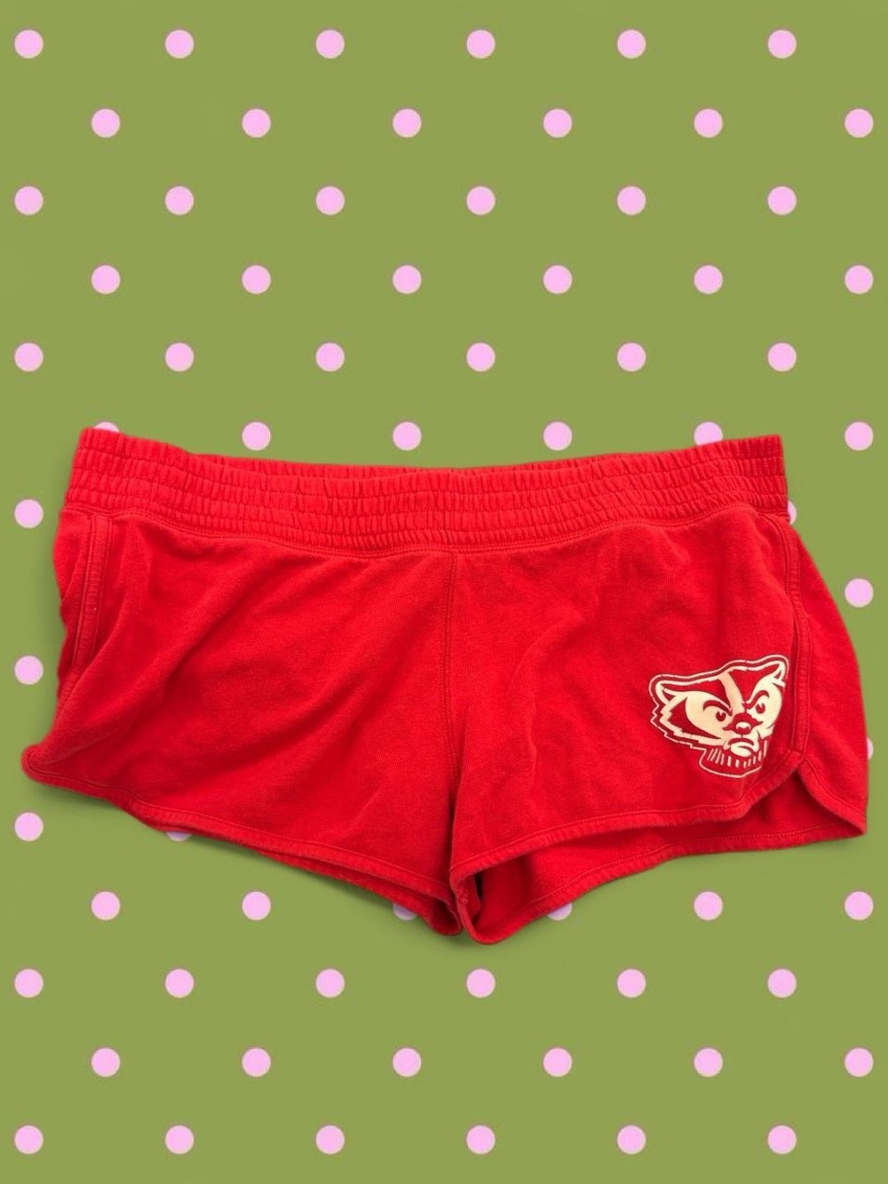 PINK Victoria's Secret Red Athletic Shorts with Mascot Patch